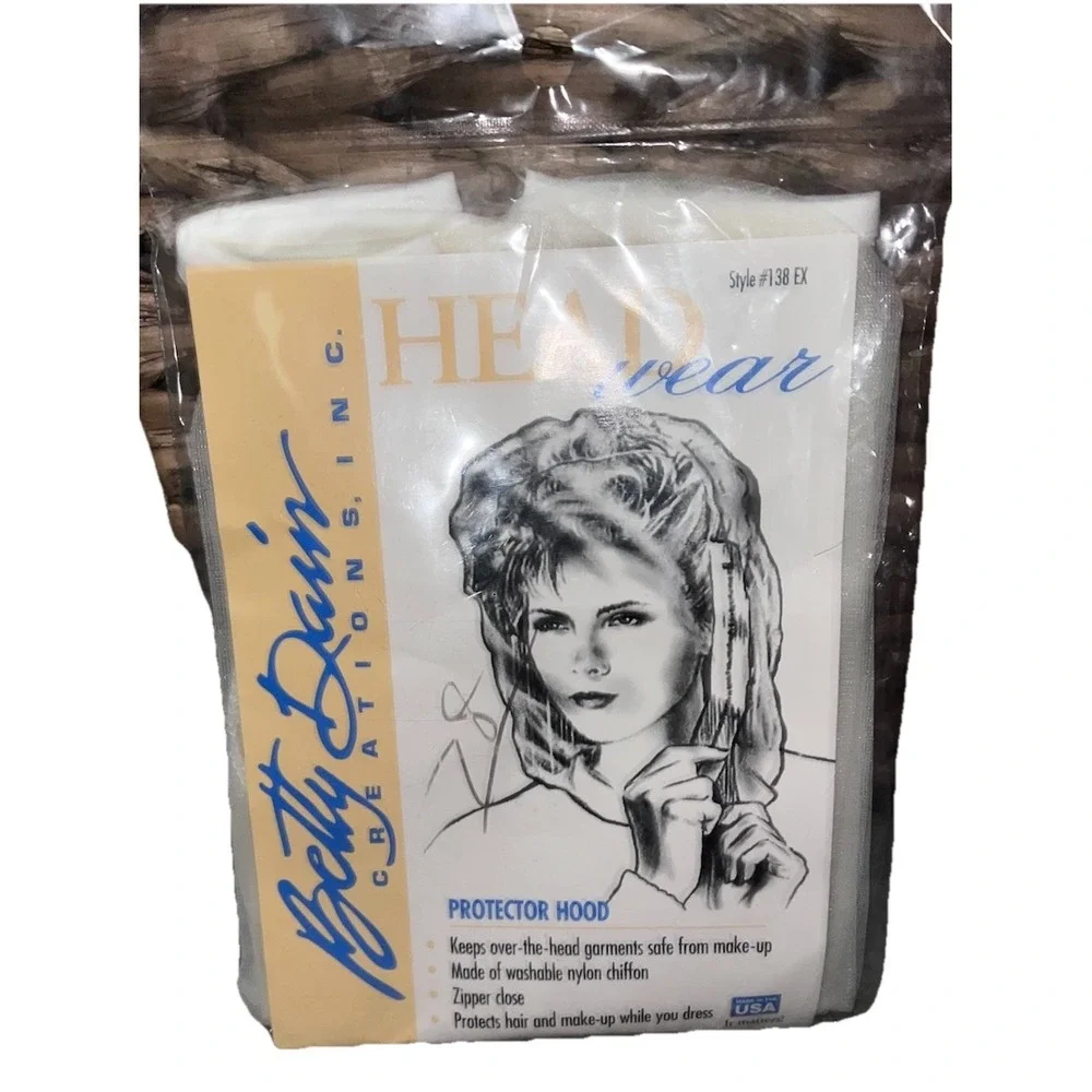 Vintage Betty Dain Makeup Protector Hood Nylon Chiffon Hair Cover Zipper 138 EX